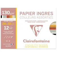 Clairefontaine 10x Zeichenpapier 24x32cm 12 Bogen Pastellfarben sort. 96775C