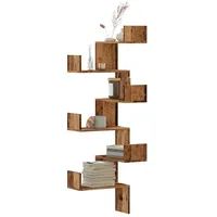 VidaXL Wand-Eckregal Altholz-Optik 45x45x147 cm Holzwerkstoff
