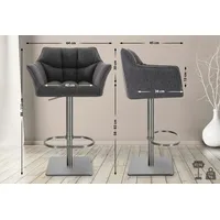 CLP 2er Set Barhocker Damaso Stoff edelstahl/titangrau