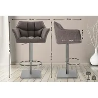 CLP 2er Set Barhocker Damaso Stoff edelstahl/grau