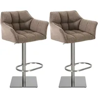 CLP 2er Set Barhocker Damaso Stoff edelstahl/terrabraun