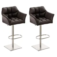 CLP 2er Set Barhocker Damaso Kunstleder braun/edelstahl