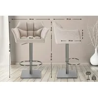 CLP 2er Set Barhocker Damaso Stoff edelstahl/elfenbein