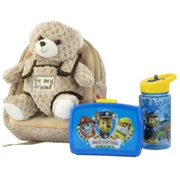 P:os Plüschrucksack Bear Boy mit Brotdose und Trinkflasche