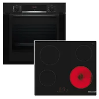 Bosch Herdset Bosch Backofen EcoClean mit Glaskeramikkochfeld TouchSelect autark