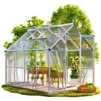 Gardebruk Gewächshaus 3,6m2-7,2m2 Treibhaus Tomatenhaus Pflanzenhaus Dachfenster Schiebetür 250x190x195cm
