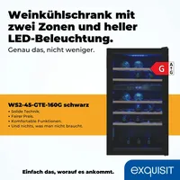 GGV Exquisit Exquisit Weinkühlschrank WS2-45-GTE-160G schwarz
