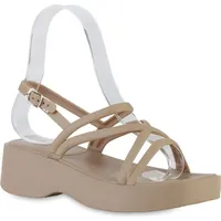 VAN HILL Damen Plateau Sandaletten in Khaki