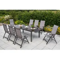 Merxx Trivero Set 9-tlg. 8 Klappsessel Gartentisch Ausziehbar 140