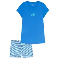 SCHIESSER Shorty Nightwear (2 tlg) leichter Schlafanzug Kurz blau