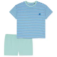 SCHIESSER Shorty Nightwear (2 tlg) leichter Schlafanzug Kurz blau