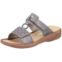 Rieker Pantolette Sommerschuh, Schlappen, Urlaubschuh, Klettschuh mit Perforation, grau