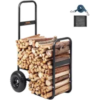 Vevor Kaminholzwagen 67x52x110cm Brennholzwagen Pulverbeschichteter Stahl Brennholzkarre mit 266,7-mm-Gummirädern