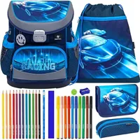 Belmil Schulranzen Set Mini Fit Racing Blue Neon 10-teilig