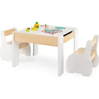 Costway Kindersitzgruppe 4-in-1 2 Stühle 90 x 60 x