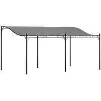 Outsunny Anbaupavillon Dunkelgrau Metall, 298x253x491 cm, Sonnenschutz, Pavillons