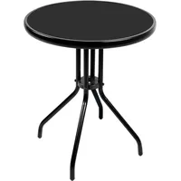 Mojawo Bistrotisch Rund Ø60xH70cm Glas/Metall schwarz Balkontisch Glastisch Gartentisch
