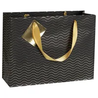 Clairefontaine 5x Geschenktasche Premium (32x13x24,5cm), gestreift, Schwarz 212860C