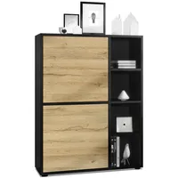 Vladon Highboard Eiche, Holzwerkstoff, 79x105.5x35.5 cm, Wohnzimmer, Kommoden, Highboards