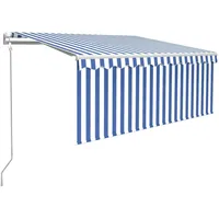 VidaXL Markise Automatisch Einziehbar mit Volant 3,5x2,5 m Blau