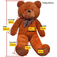 VidaXL Teddybär Kuscheltier Plüsch Braun 242 cm