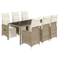 VidaXL 7-tlg. Garten-Bistro-Set mit Kissen Braun Poly Rattan