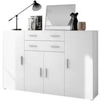Vladon Highboard, Weiß, Holzwerkstoff, 166.5x106.5x35 cm, Wohnzimmer, Kommoden &