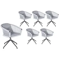 LC Garden 6er Set »Bari« Gartenstuhl drehbar hellgrau Rope/Aluminium