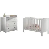 MID.YOU Babyzimmer AMORI in Kiefer MDF, teilmassiv, Weiß