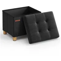 Songmics Sitzhocker, 29L, klappbare Sitztruhe, Aufbewahrungsbox, schwarz - Schwarz