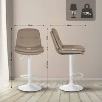 CLP Barhocker Laurel Stoff taupe/Metall matt weiss