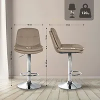 CLP Barhocker Laurel Stoff taupe/Metall in Chromoptik