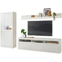 Furn.design Wohnwand, Weiß, Eiche, Holzwerkstoff, Nachbildung, 312x198x42 cm, Wohnzimmer,