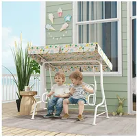 Aiyaplay Kinder Hollywoodschaukel 2-sitzer Kinderschaukel mit verstellbarem Sonnendach, Sicherheitsgurt,