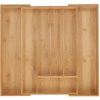 Relaxdays Besteckkasten, 5–7 Fächer, ausziehbarer Besteck Schubladeneinsatz, HxBxT: 5