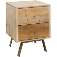 KADIMA DESIGN Nachtkonsole SIKAR 40x56x40cm Massivholz Nachtschrank Hoch, |