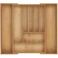 Relaxdays Ausziehbarer Besteckkasten aus Bambus 56 x 6 x