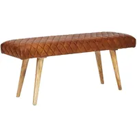 KADIMA DESIGN Sitzbank Echtleder / Massivholz Bank 115x53x38 cm,