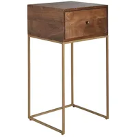 KADIMA DESIGN Nachttisch Mango Massivholz / Metall 40x75,5x35 cm