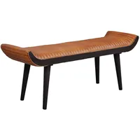 KADIMA DESIGN Sitzbank Echtleder / Massivholz Bank Braun 125x51x38