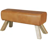 KADIMA DESIGN Design Sitzhocker WL5.105 Holz 90x30x43 cm Leder