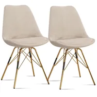 KADIMA DESIGN Esszimmerstuhl Cara-Stoff beige 2er Set