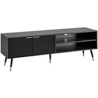 KADIMA DESIGN Lowboard 150x51x39 cm Schwarz/Eiche Foliert