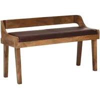 KADIMA DESIGN Sitzbank Echtleder / Massivholz Bank 108x63x43 cm,