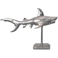 KADIMA DESIGN Dekofigur Hai Aluminium Silber Maritim 70 cm