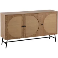 KADIMA DESIGN Sideboard 140x80x39 cm Kommode Eiche-Dekor mit Rattan