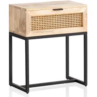 KADIMA DESIGN Nachtkonsole Massivholz / Rattan 50x60x30 cm Nachttisch