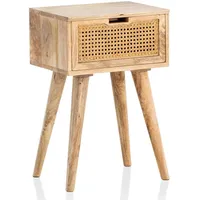 KADIMA DESIGN Nachtkonsole Massivholz / Rattan 40x60x30 cm Nachttisch