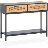 KADIMA DESIGN Konsolentisch Schwarz Holzwerkstoff, 2 Schubladen Rechteckig,Rechteckig, Stativgestell,
