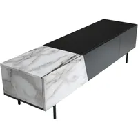 KADIMA DESIGN Lowboard Schwarz mit Marmor-Dekor in Weiß 150x40x40